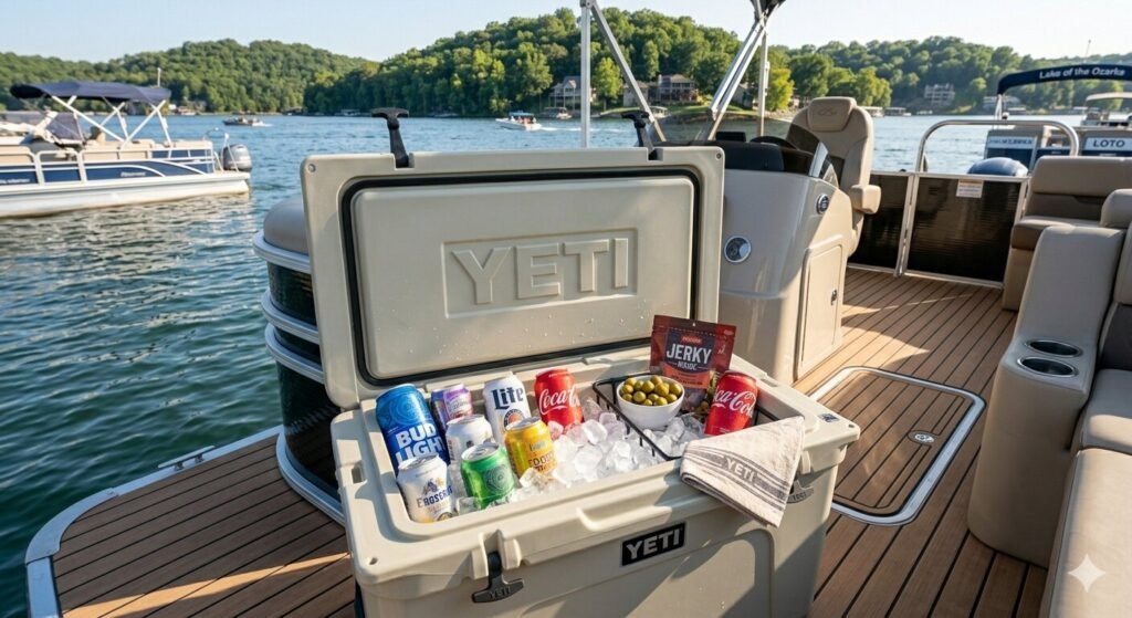 Bringing drinks on a private yacht rental at Lake of the Ozarks LOTO