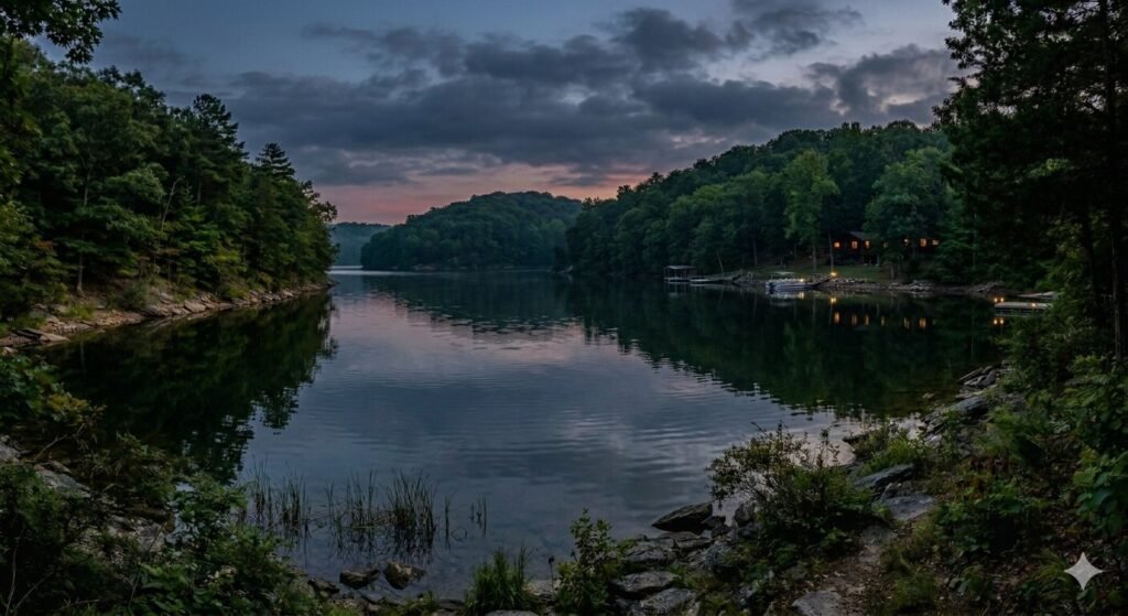 Calm and serene water at eveining time of Lake of the Ozarks
