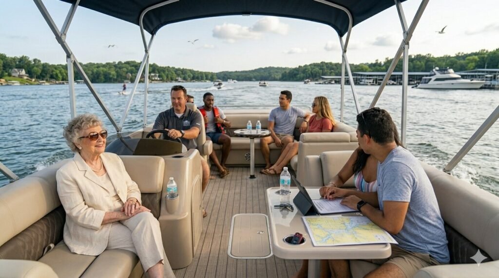 Family enjoying a first time yacht rental at Lake of the Ozarks
