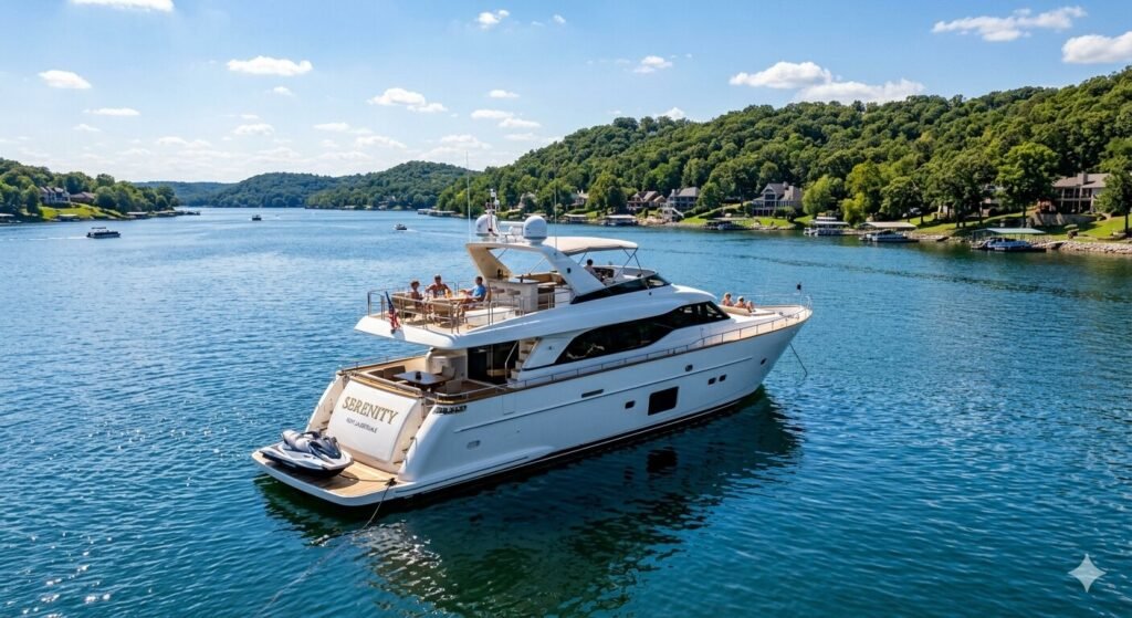 Luxury yacht charter rental at Lake of the Ozarks Missouri