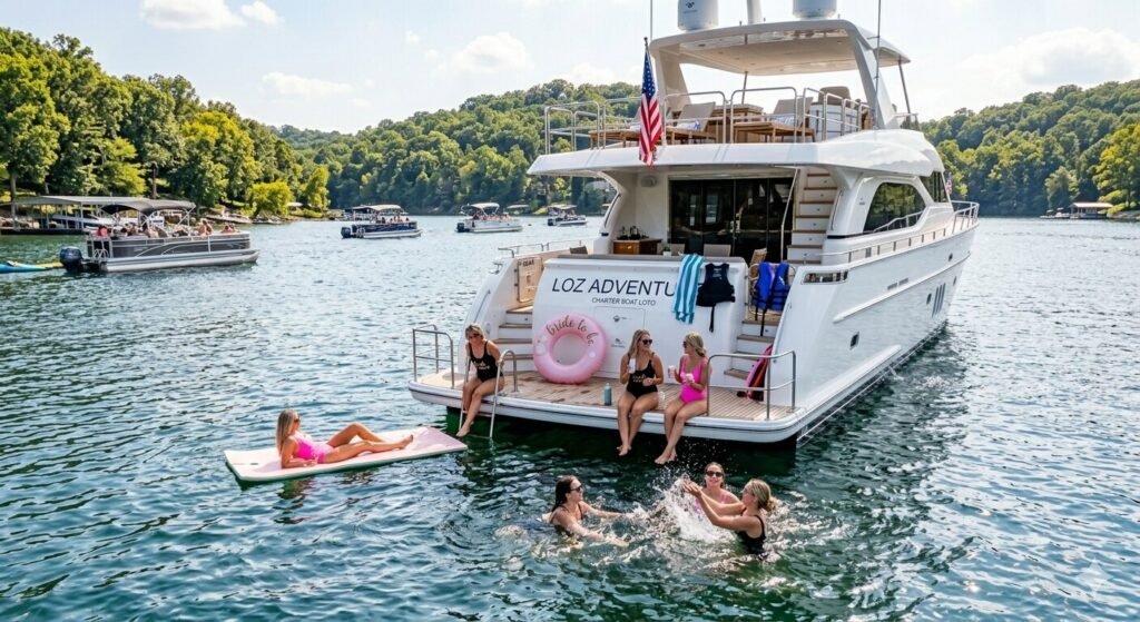 Private yacht charter with swimming stop at Lake of the Ozarks LOTO