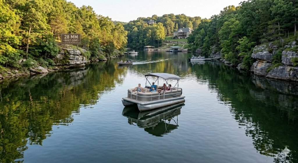 Protected calm cove at Lake of the Ozarks offering sheltered boating away from main channel wave conditions