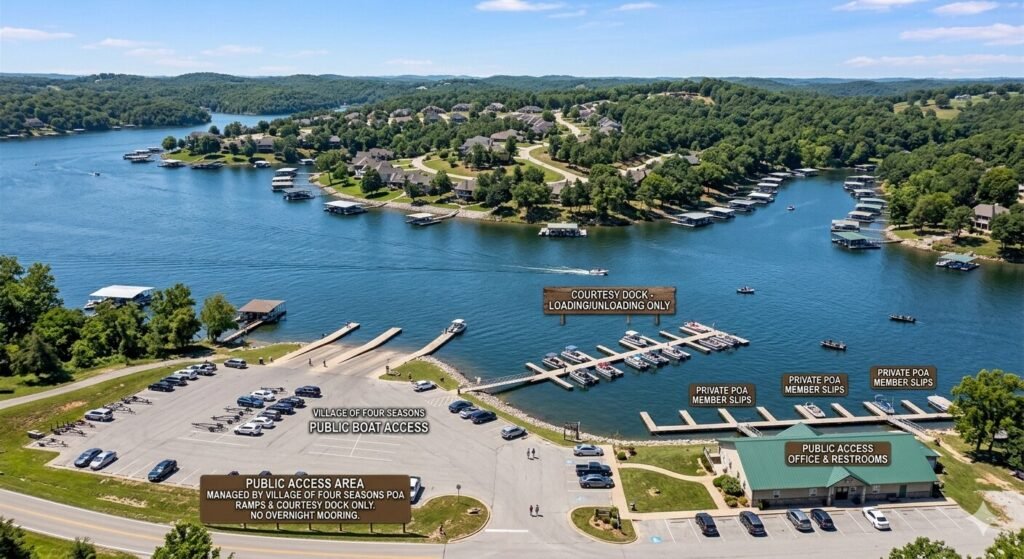 Public dock access near Village of Four Seasons at Lake of the Ozarks Missouri