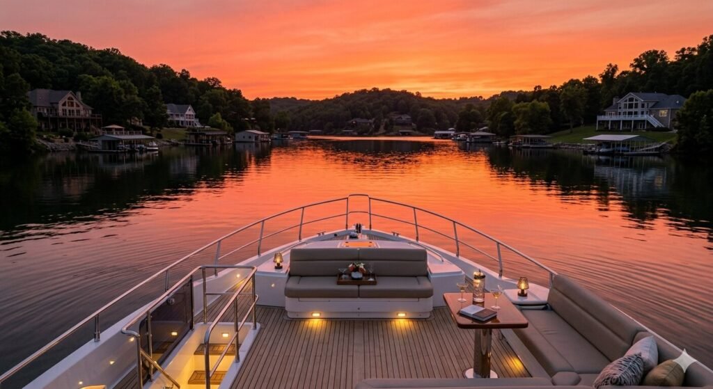 Sunset private yacht cruise at Lake of the Ozarks LOTO Missouri