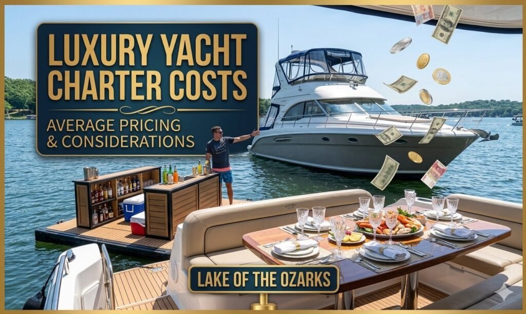 Yacht rental pricing breakdown for a private charter at Lake of the Ozarks LOTO