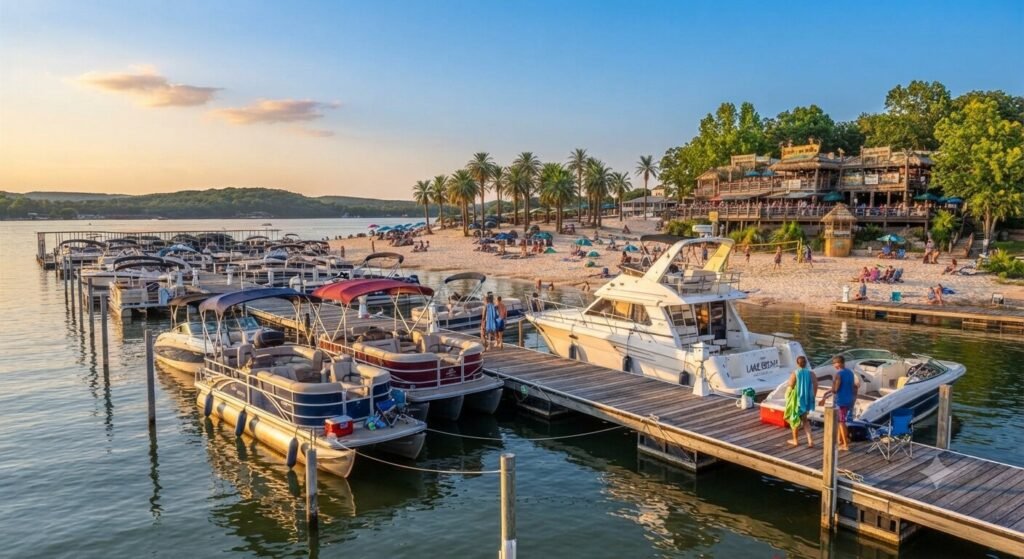 Boats docked at Franky and Louie's marina Lake Ozarks