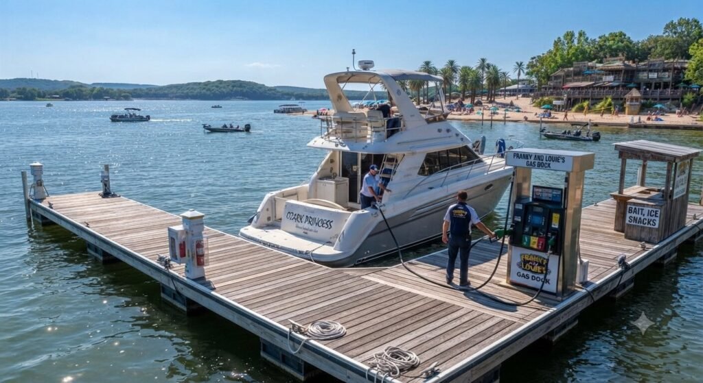 Franky and Louie's gas dock fueling station Lake Ozark