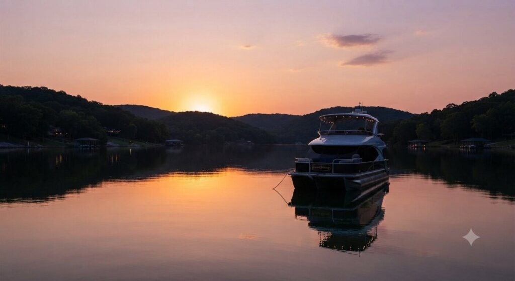 Gravois Arm sunset bachelor boat cruise Lake of the Ozarks