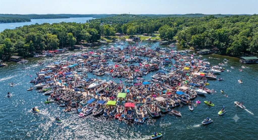 Hundreds of boats packed at Party Cove Lake Ozarks