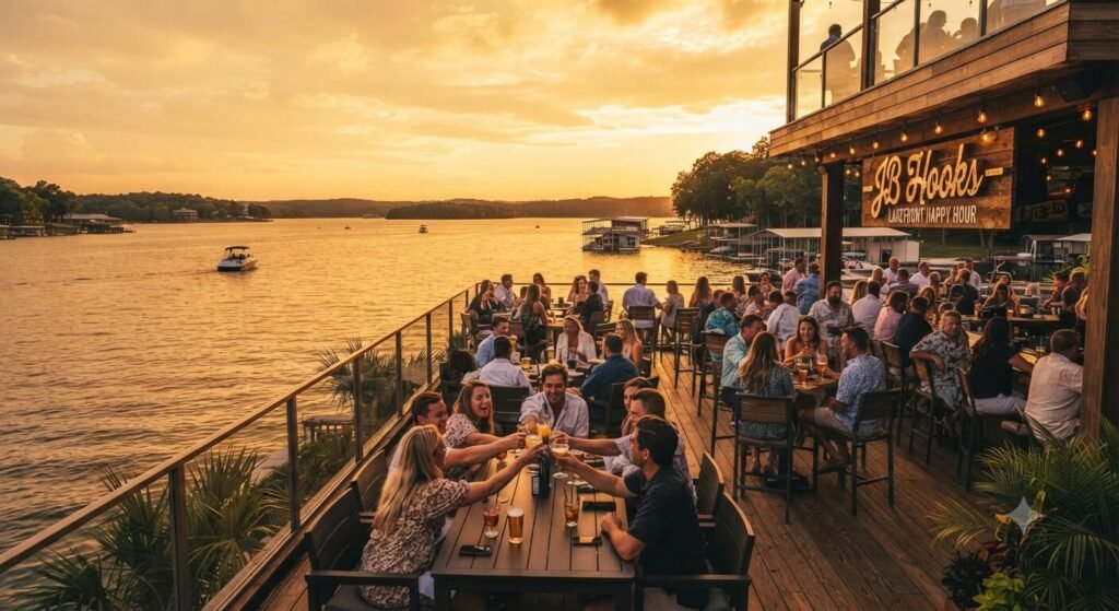 JB Hooks sunset happy hour Lake of the Ozarks Bagnell Dam