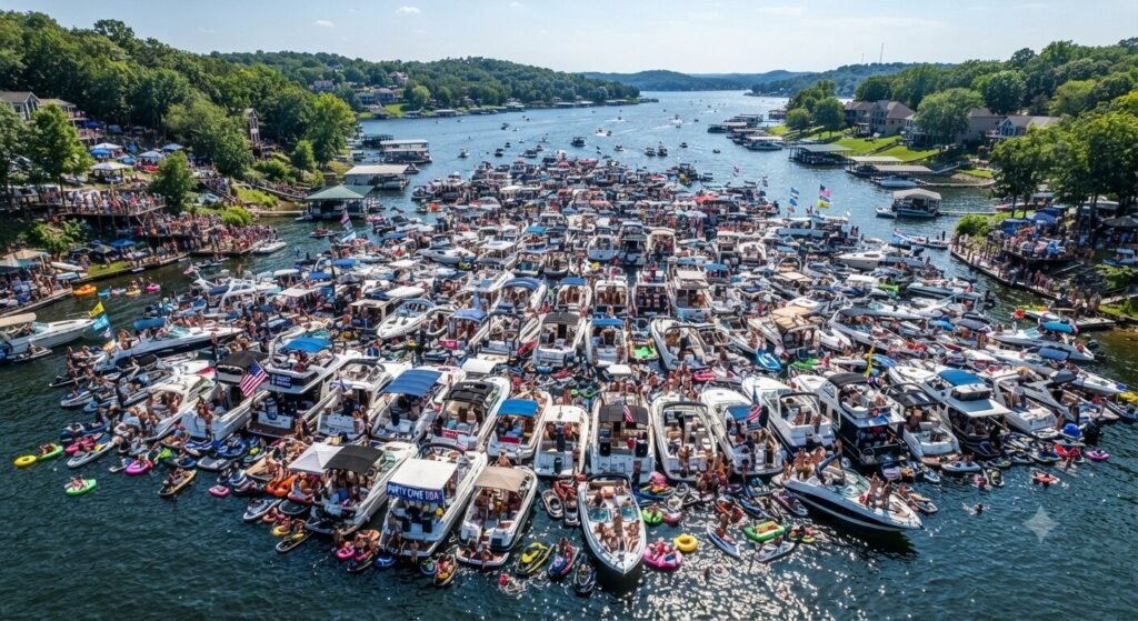 Party Cove Lake of the Ozarks summer crowd