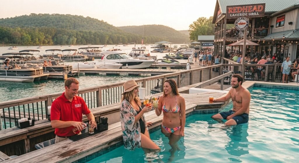Redhead Lakeside Grill swim up bar pool boaters Lake of the Ozarks.