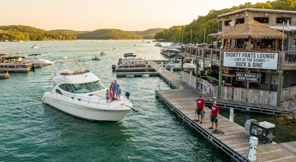 Shorty Pants Lounge mile marker twenty one main channel Lake of the Ozarks.
