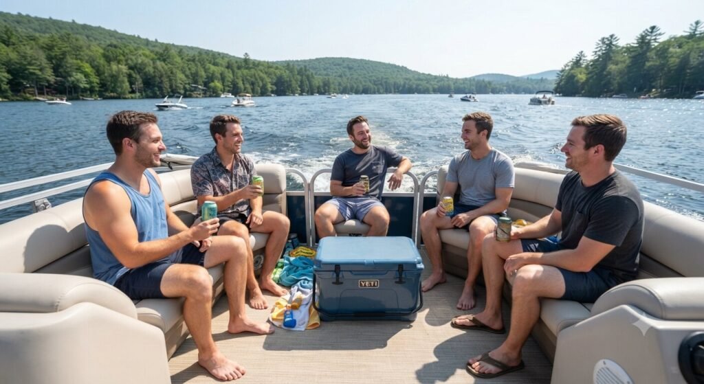 bachelor party group craft beer boat day Lake Ozark