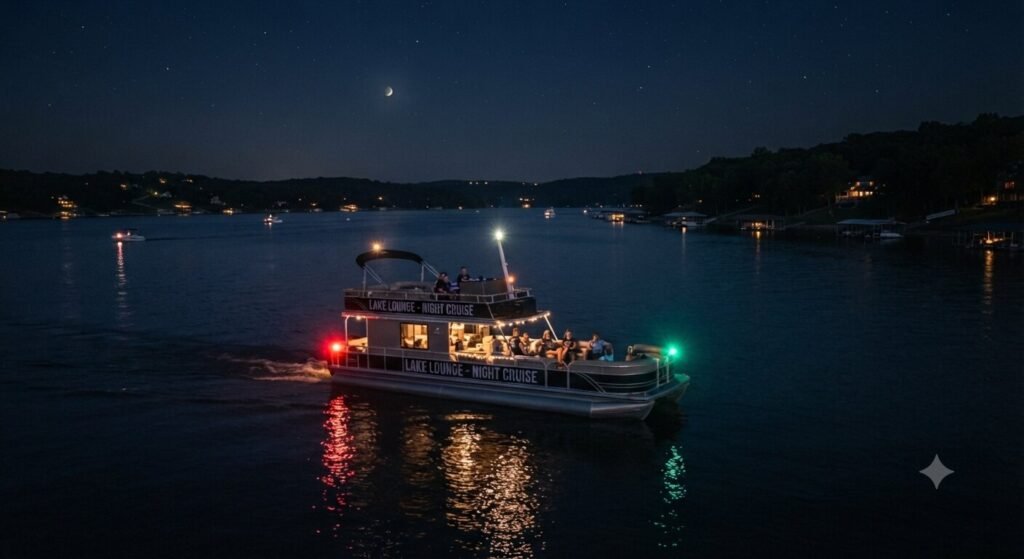 charter boat navigation lights nighttime cruise lake ozarks