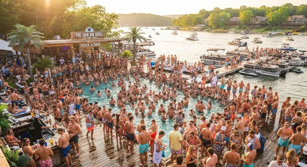crowded daytime pool party at Shady Gators Lake of the Ozarks