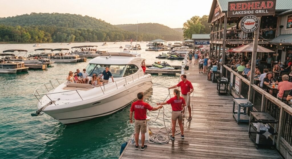 express cruiser docking space Redhead Lakeside Grill Lake of the Ozarks.