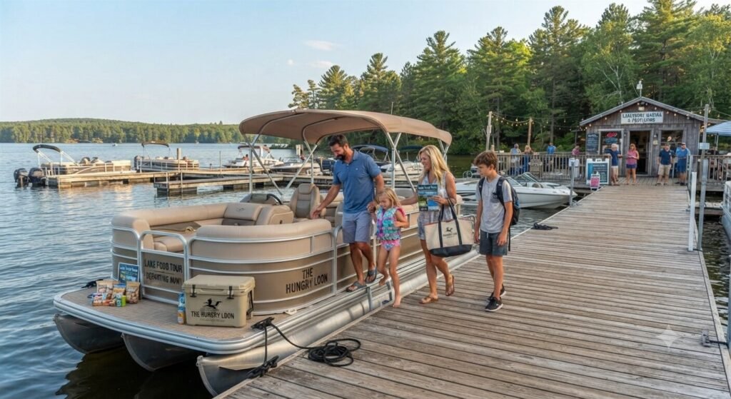 family food tour by boat Lake of the Ozarks marina dock