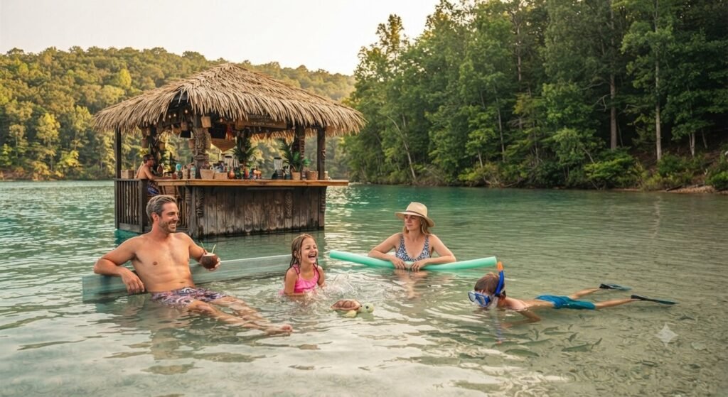 family friendly swim up bar quiet cove Lake of the Ozarks.