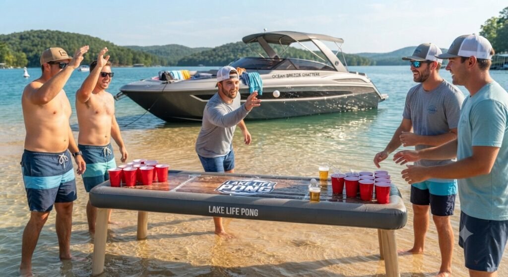 floating beer pong sandbar bachelor party Lake Ozark