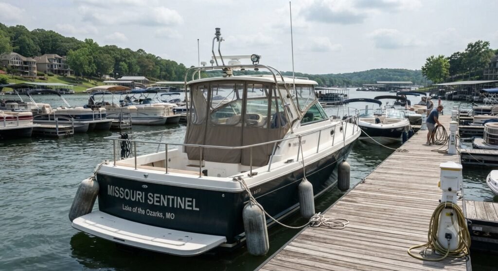 heavy duty cabin cruiser rental at Lake of the Ozarks marina