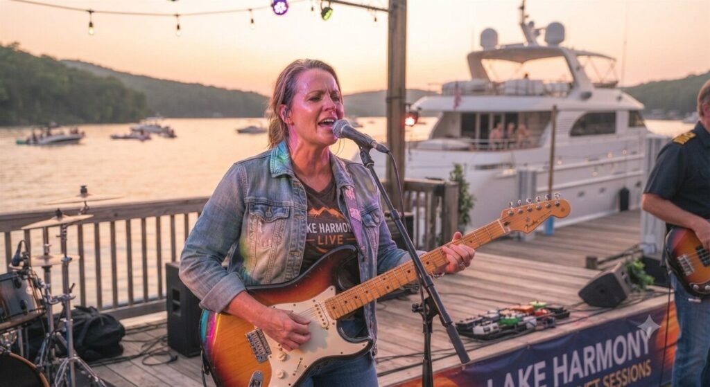 live band performing waterfront stage Lake of the Ozarks