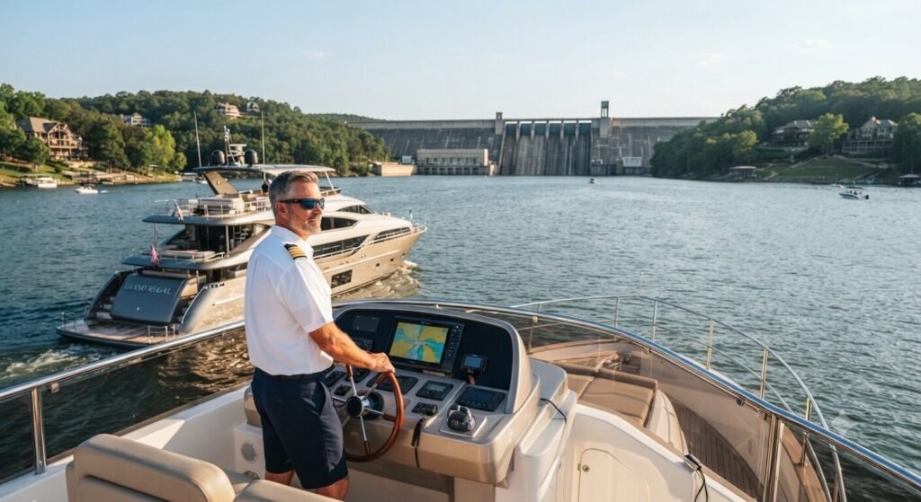 luxury yacht charter with captain near Bagnell Dam Lake of the Ozarks