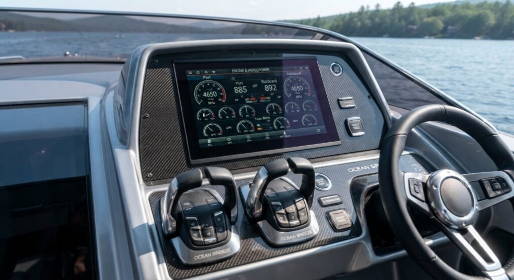 sports yacht engine horsepower controls Lake Ozark charter