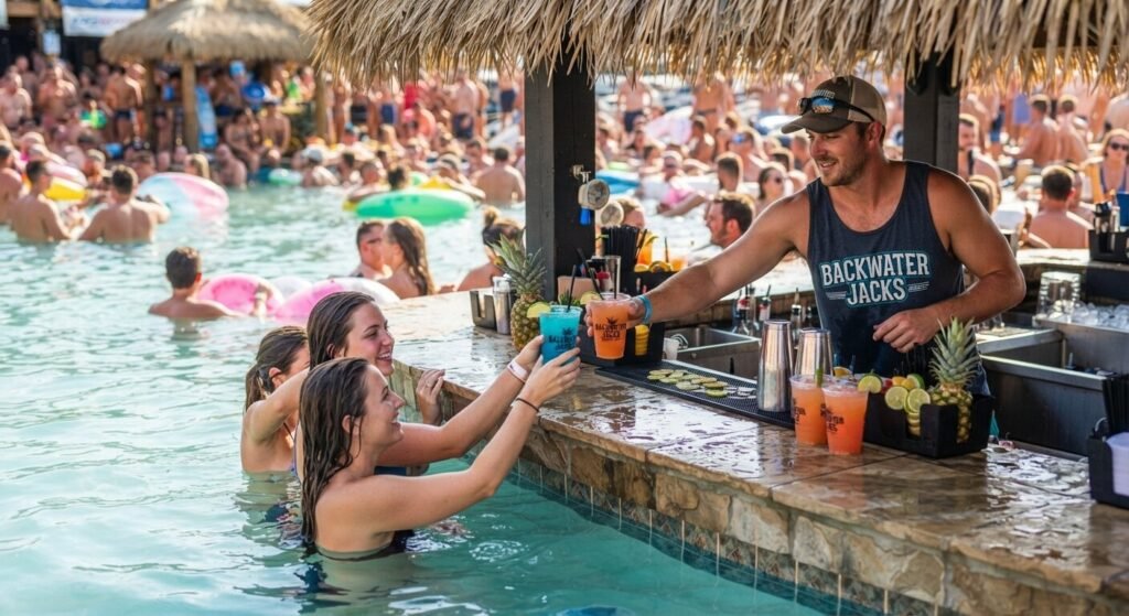 swim up bar service at Lake Ozark pool bar for boaters