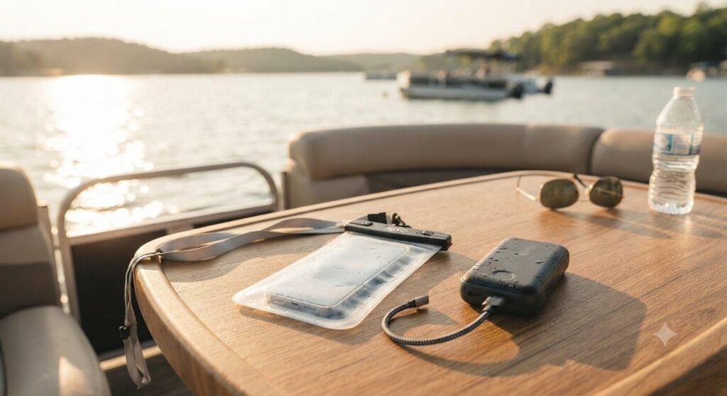 waterproof phone case and charger for lake bachelor party