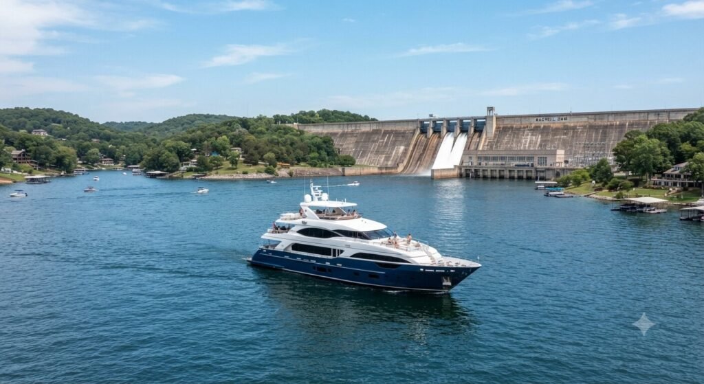 yacht cruise near Bagnell Dam Lake of the Ozarks bachelorette weekend