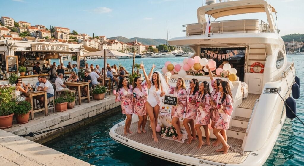 yacht docked waterfront bar Lake of the Ozarks bachelorette