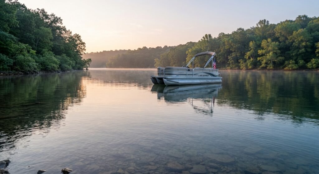 Clear morning water in Party Cove on Lake of the Ozarks before the daily crowd arrives