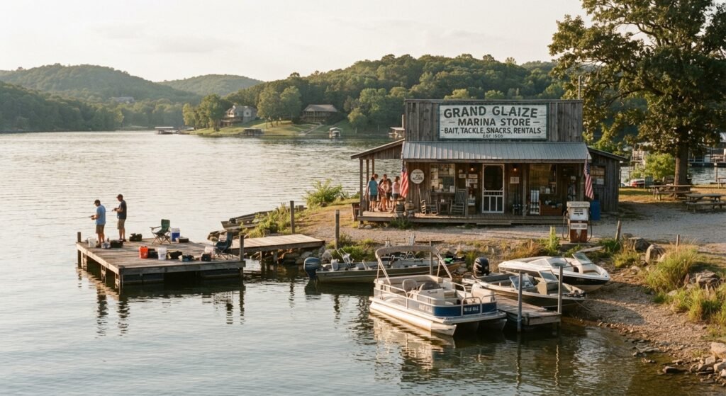 Grand Glaize Marina store and fishing dock