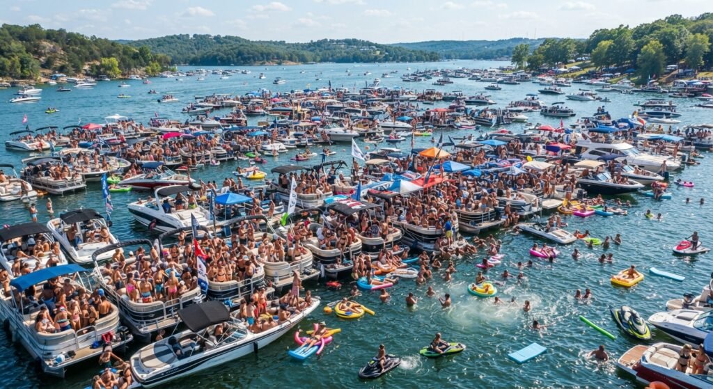 Party Cove crowded boats safety Lake of the Ozarks