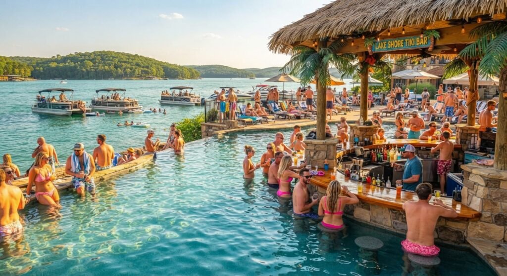 Swim-up pool bar boaters Lake Ozark