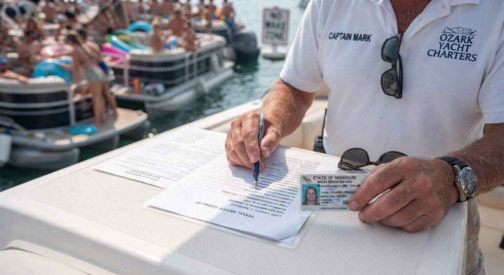reviewing boat safety checklist before visiting party cove loto